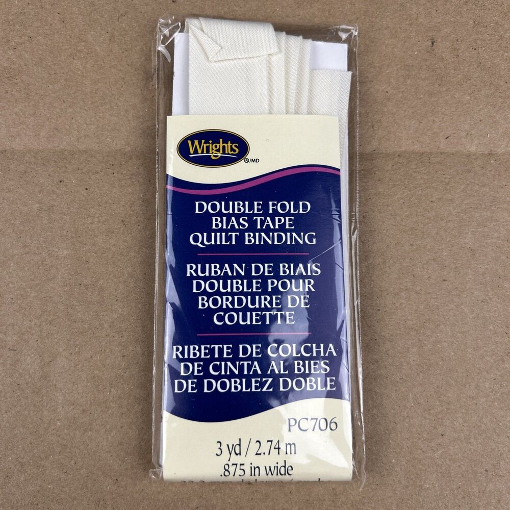 NIP Wrights Double Fold Bias Quilt Binding 3 yds Oyster 706 028